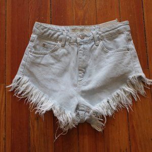 Topshop Moto Kiri High-waisted Light Denim Shorts
